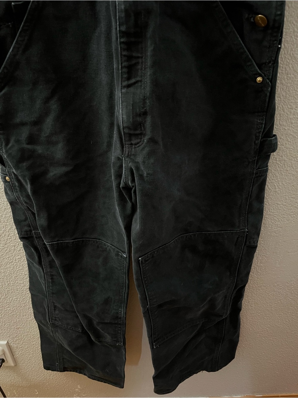 Carhartt Vintage R01 Black Double Knee Bib Overalls Cotton 30/28 Men - Picture 4 of 13